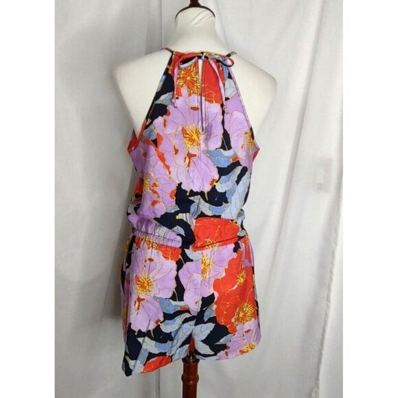 LOFT Romper S Floral Full Bloom Halter Lilac Blue Summer Brunch NEW - Picture 5 of 10